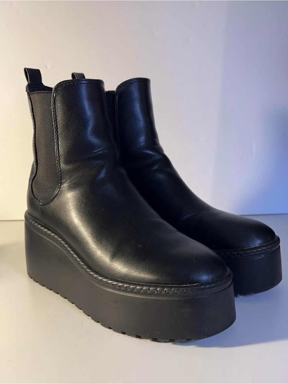 Nine West Black Platform Chelsea Booties
